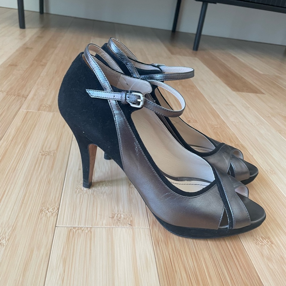 NavyBoot Italian-made, all leather Heels with Ankle Strap